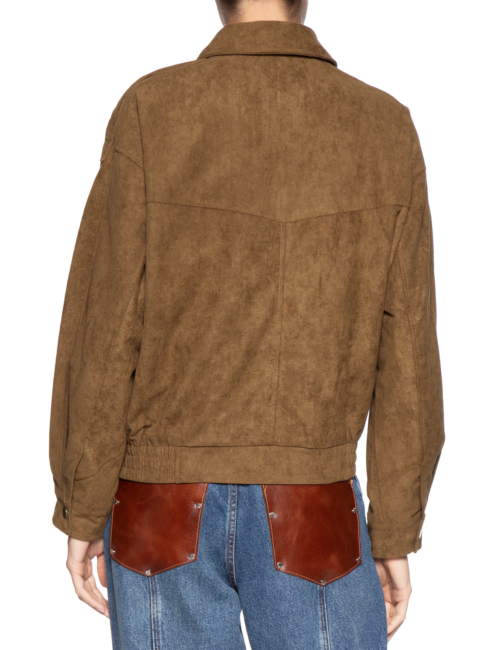 Jaqueta Feminina Bomber Com Bolso Marrom Basiq