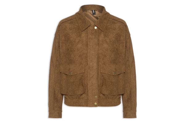 Jaqueta Feminina Bomber Com Bolso - Marrom