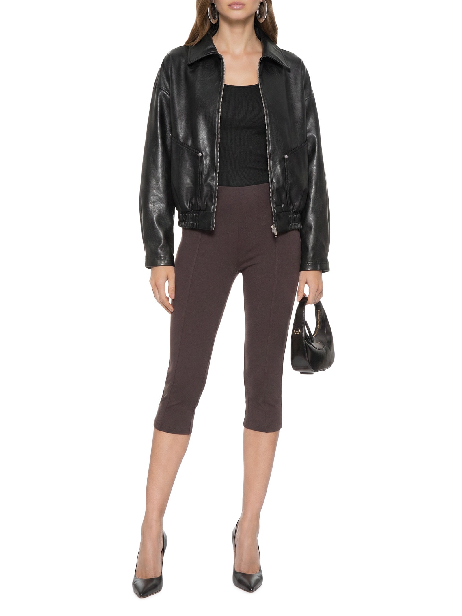 Jaqueta Feminina Bomber Com Bolso Preto My Favorite