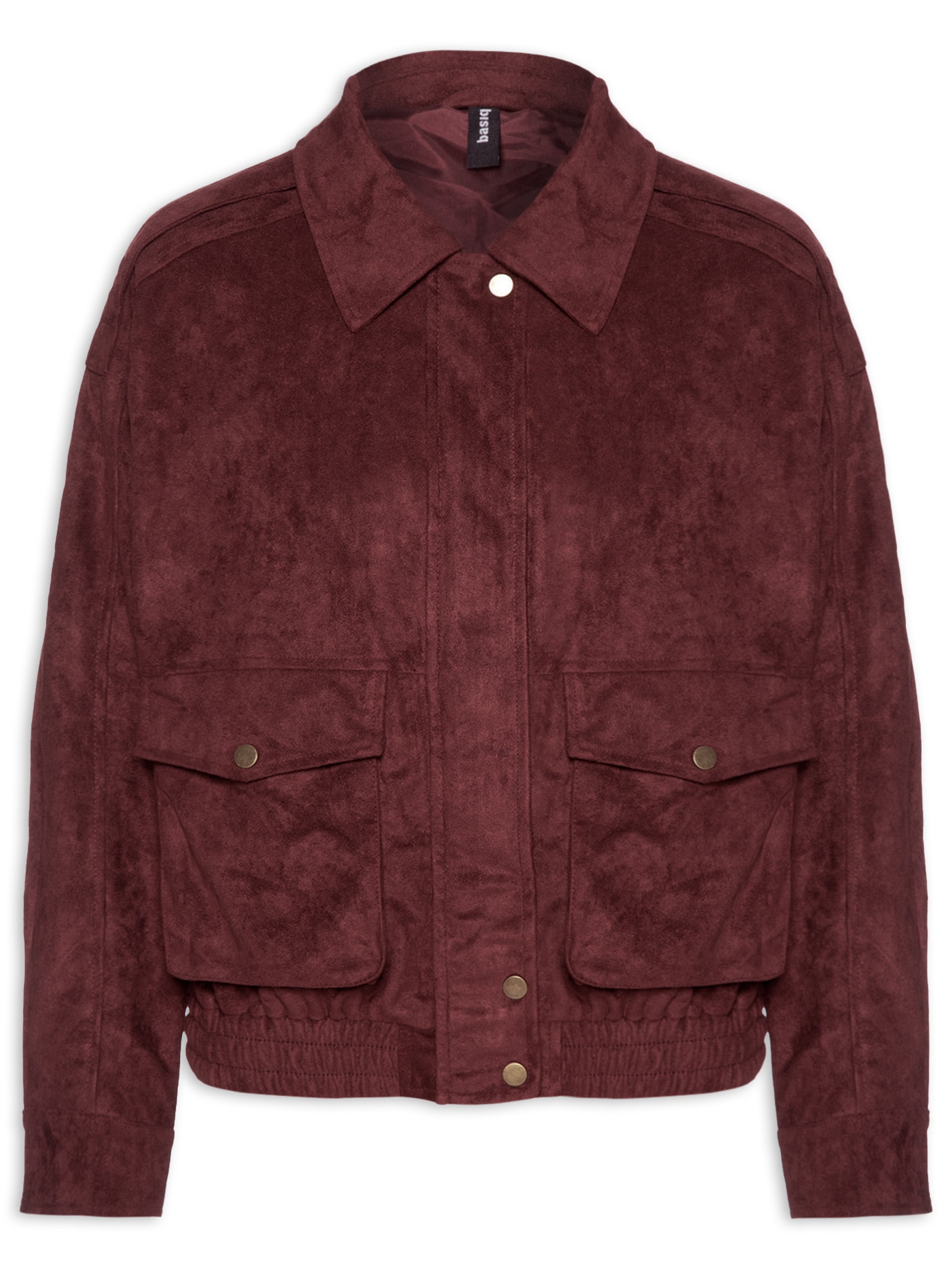 Jaqueta Feminina Bomber Com Bolso Vermelho Basiq