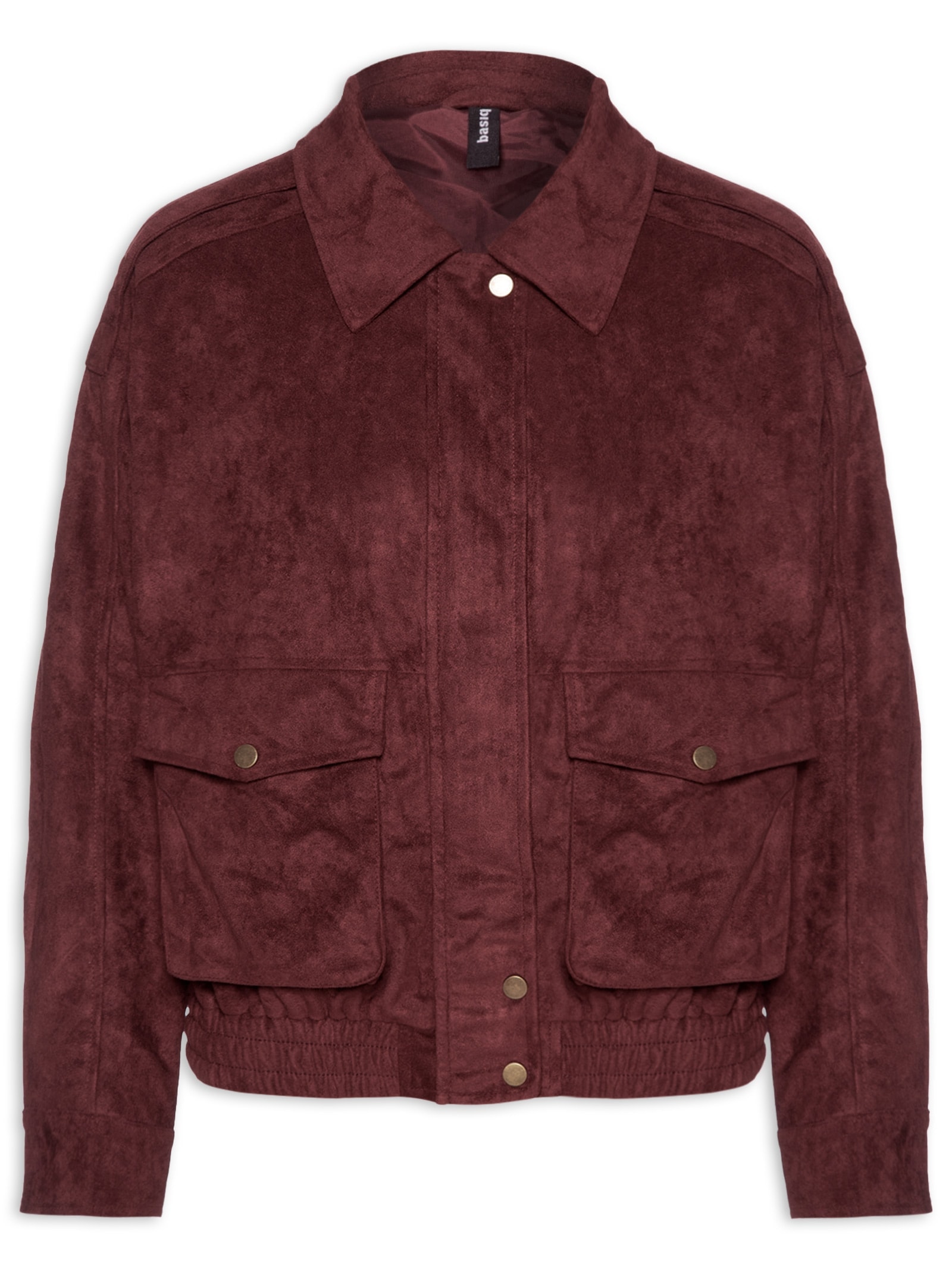 Jaqueta Feminina Bomber Com Bolso Vermelho Basiq