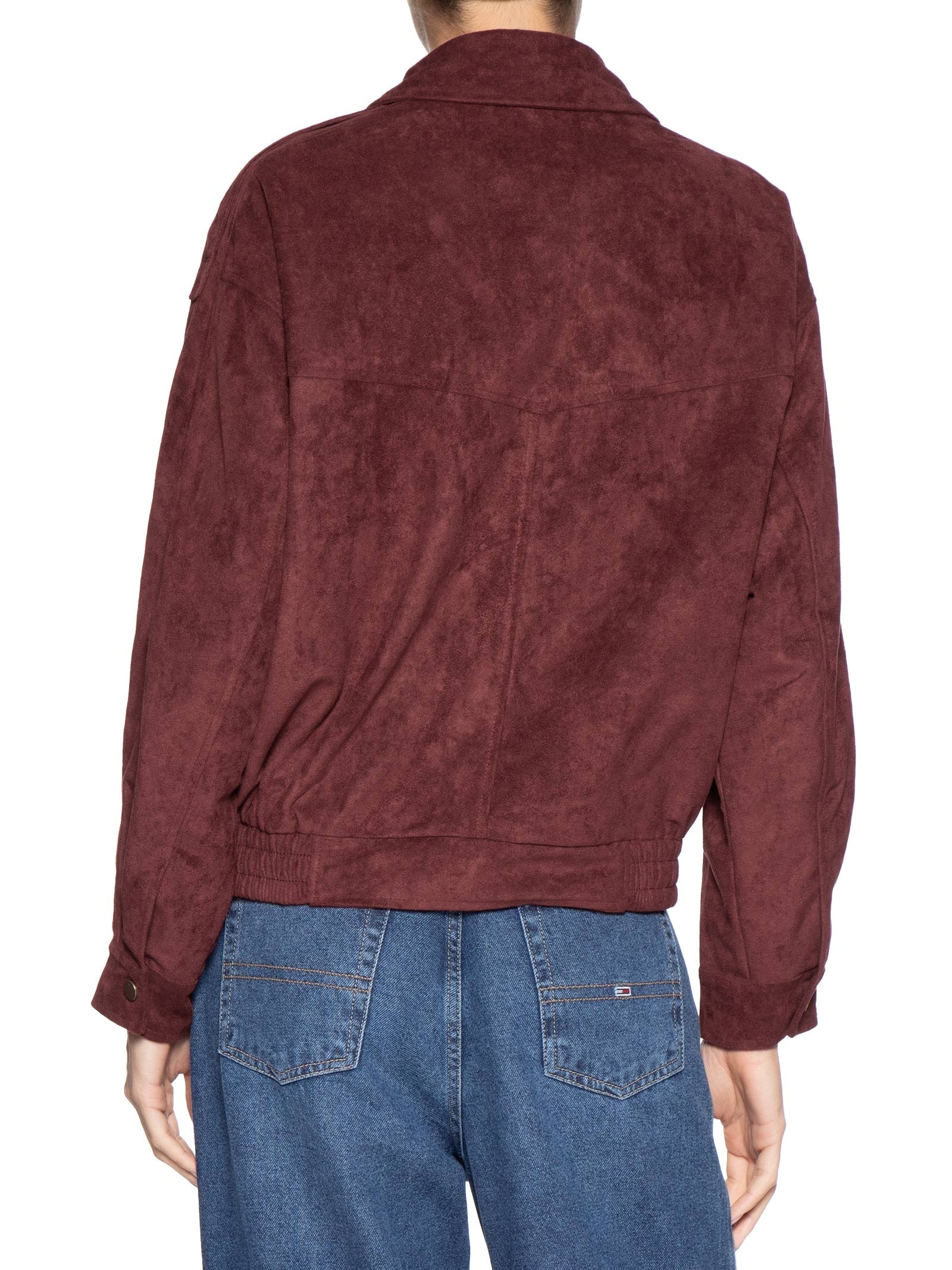 Jaqueta Feminina Bomber Com Bolso Vermelho Basiq