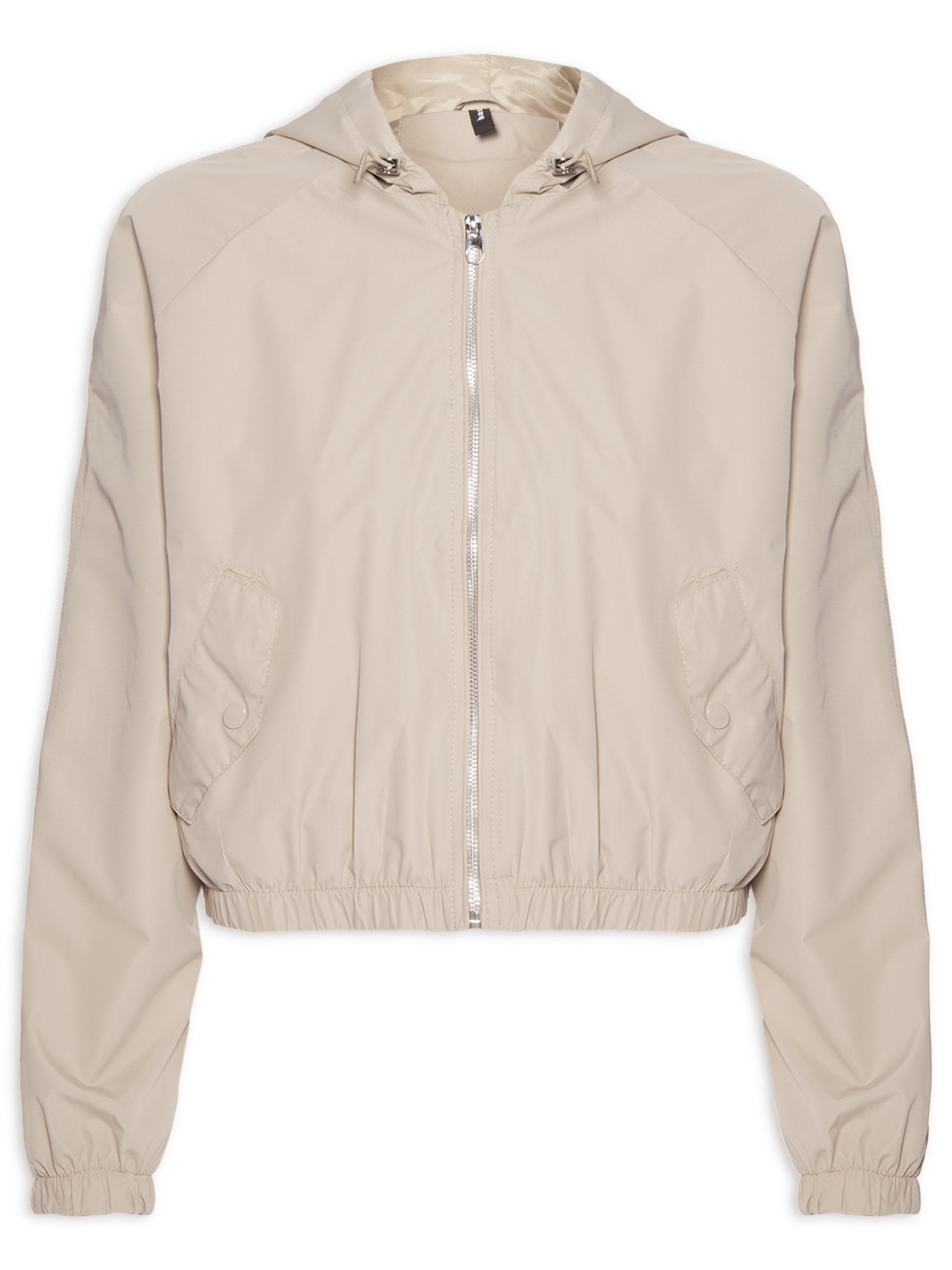 Jaqueta Feminina Bomber Com Capuz Bege Basiq