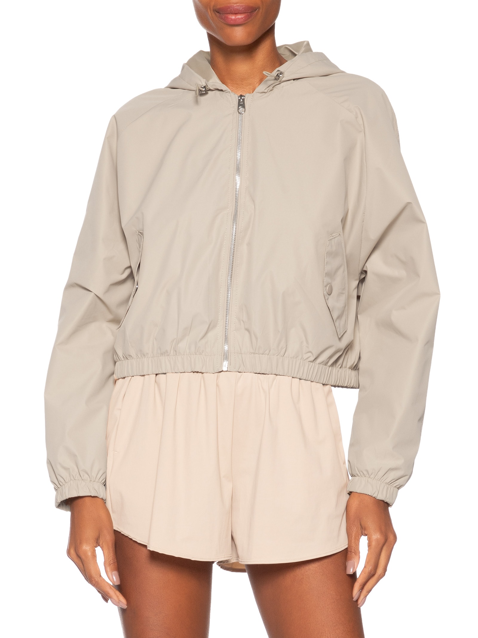 Jaqueta Feminina Bomber Com Capuz Bege Basiq