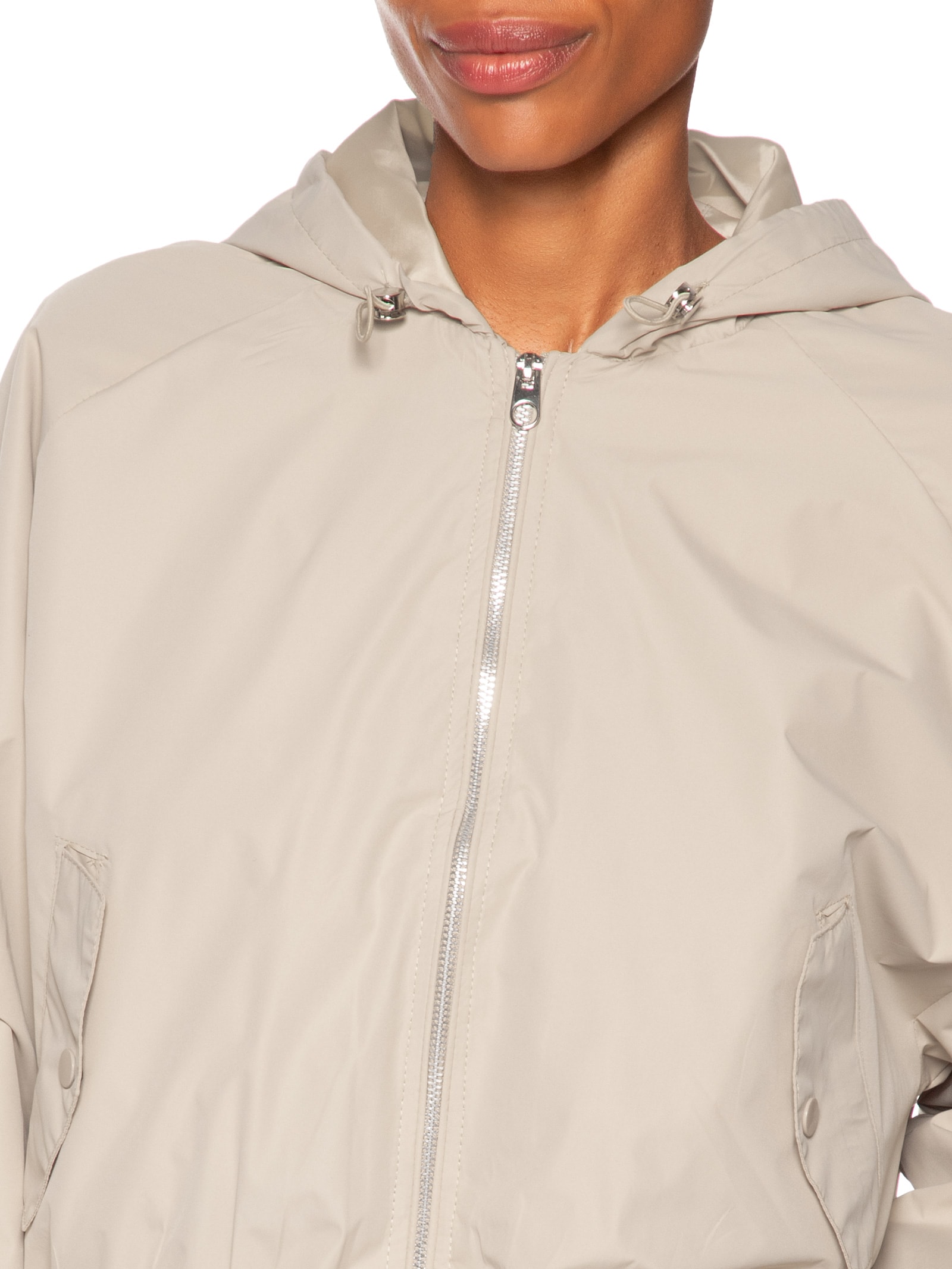 Jaqueta Feminina Bomber Com Capuz Bege Basiq