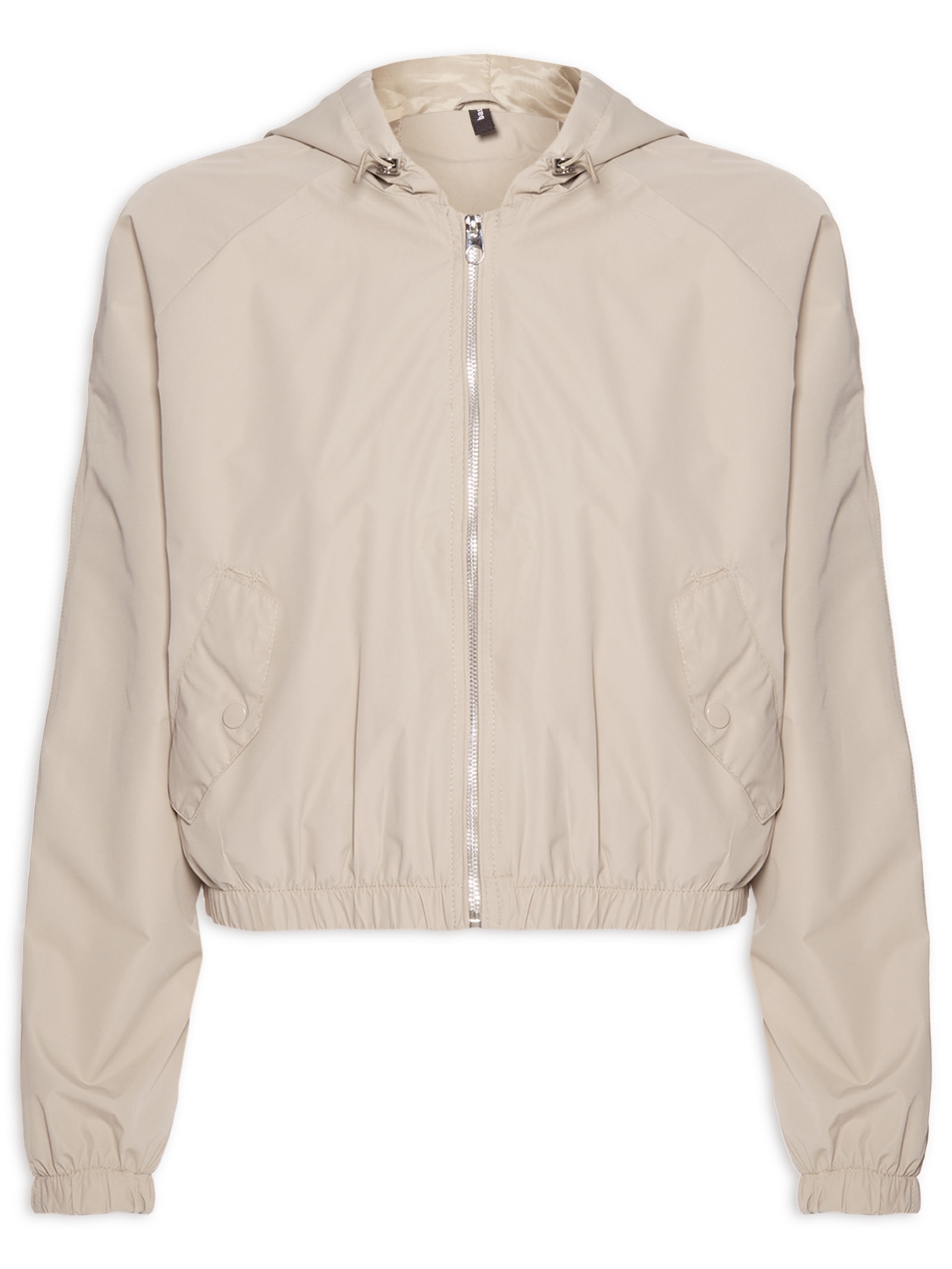 Jaqueta Feminina Bomber Com Capuz Bege Basiq