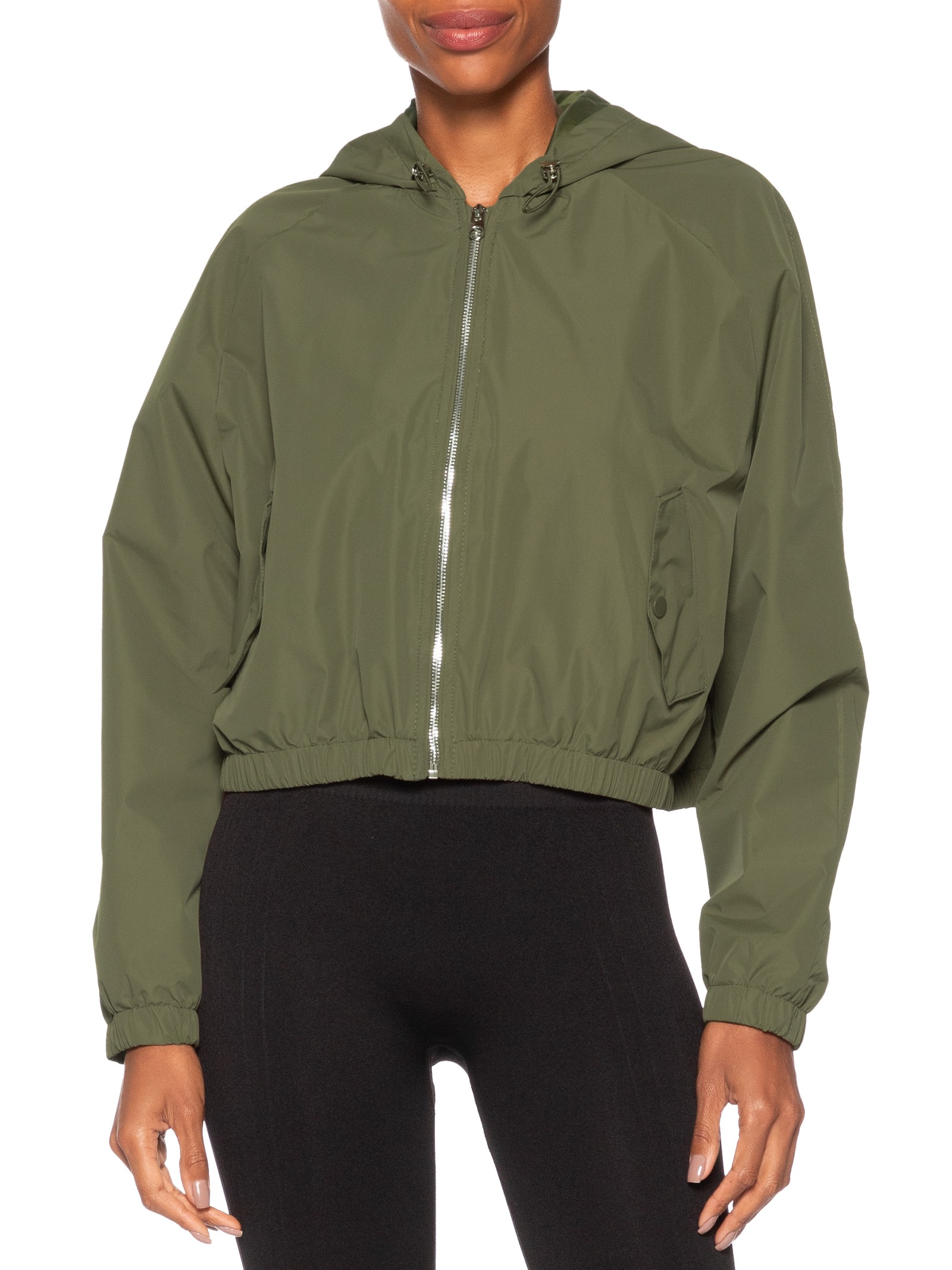 Jaqueta Feminina Bomber Com Capuz Verde Basiq
