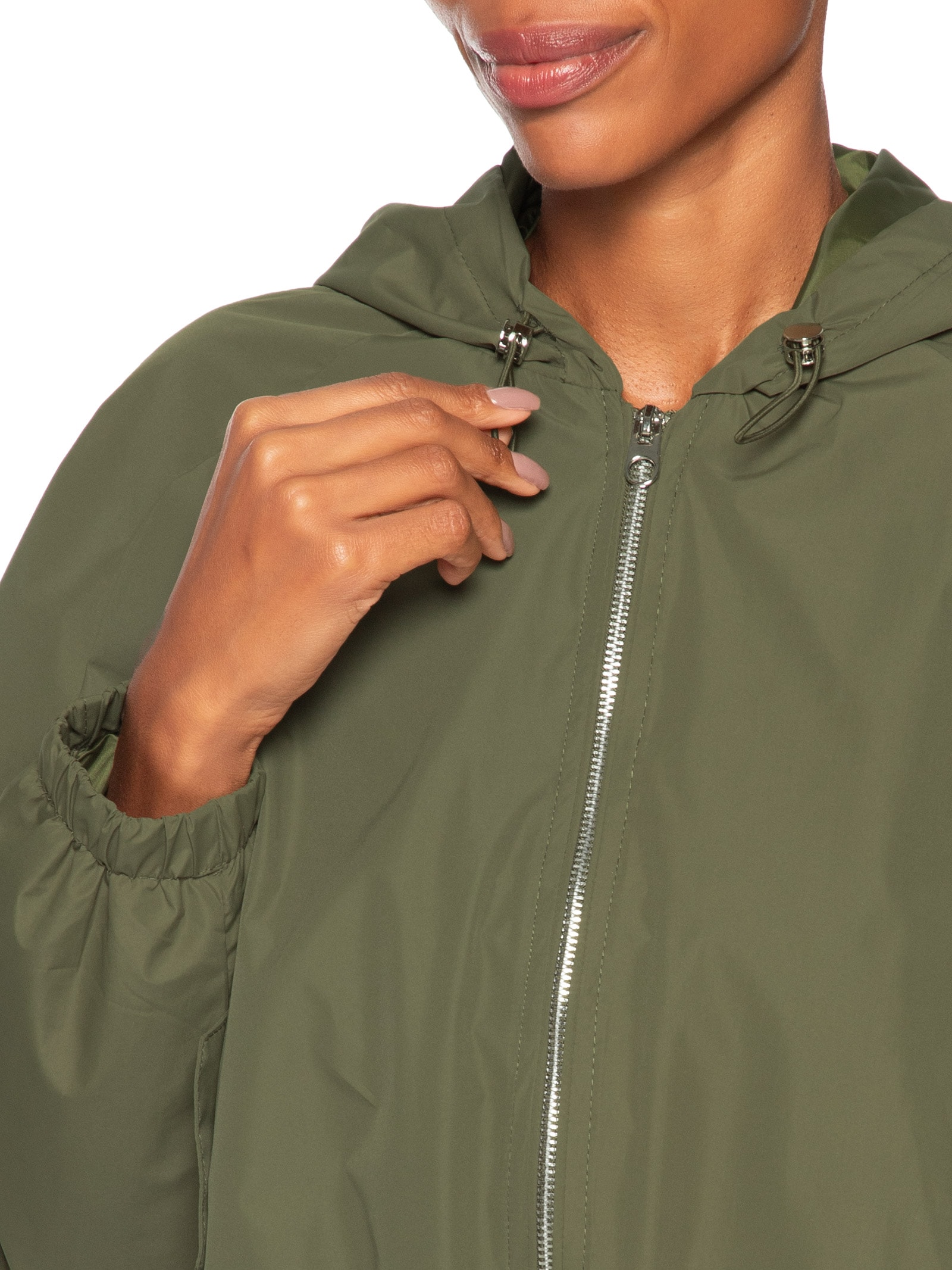 Jaqueta Feminina Bomber Com Capuz Verde Basiq