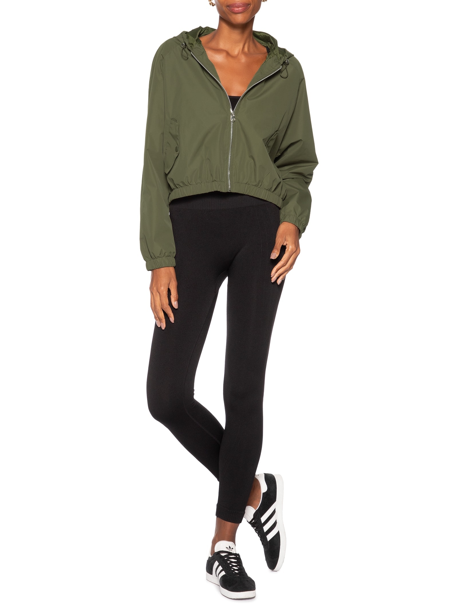 Jaqueta Feminina Bomber Com Capuz Verde Basiq