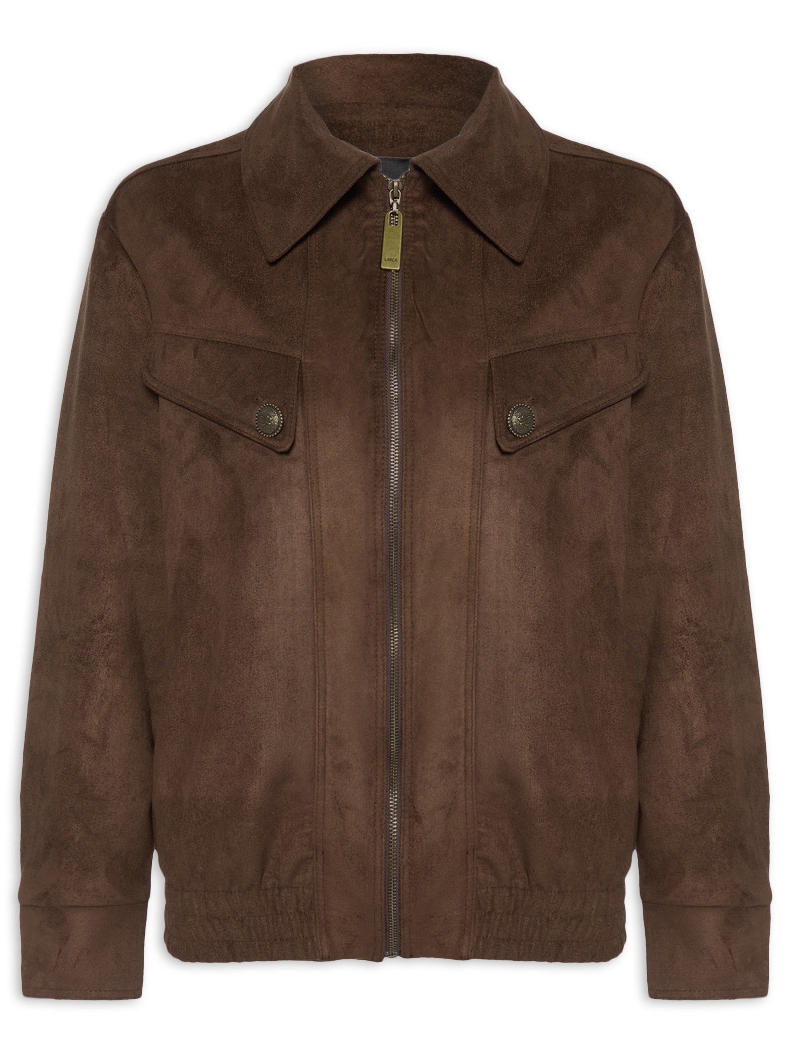 Jaqueta Feminina Bomber De Suede Marrom Lança Perfume
