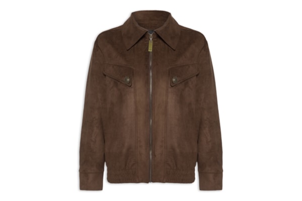 Jaqueta Feminina Bomber De Suede - Marrom