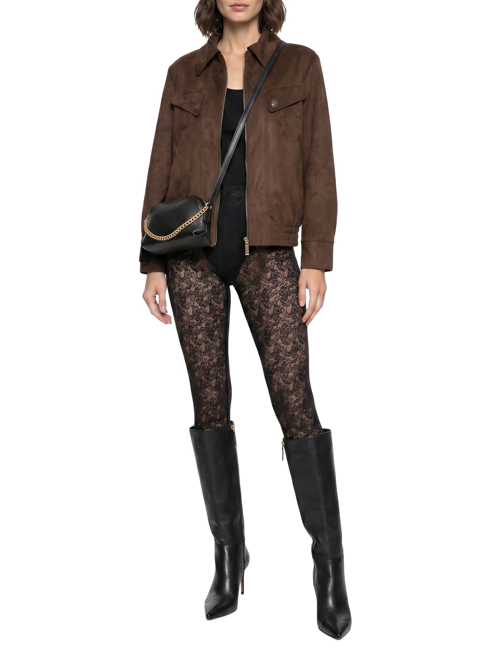 Jaqueta Feminina Bomber De Suede Marrom Lança Perfume