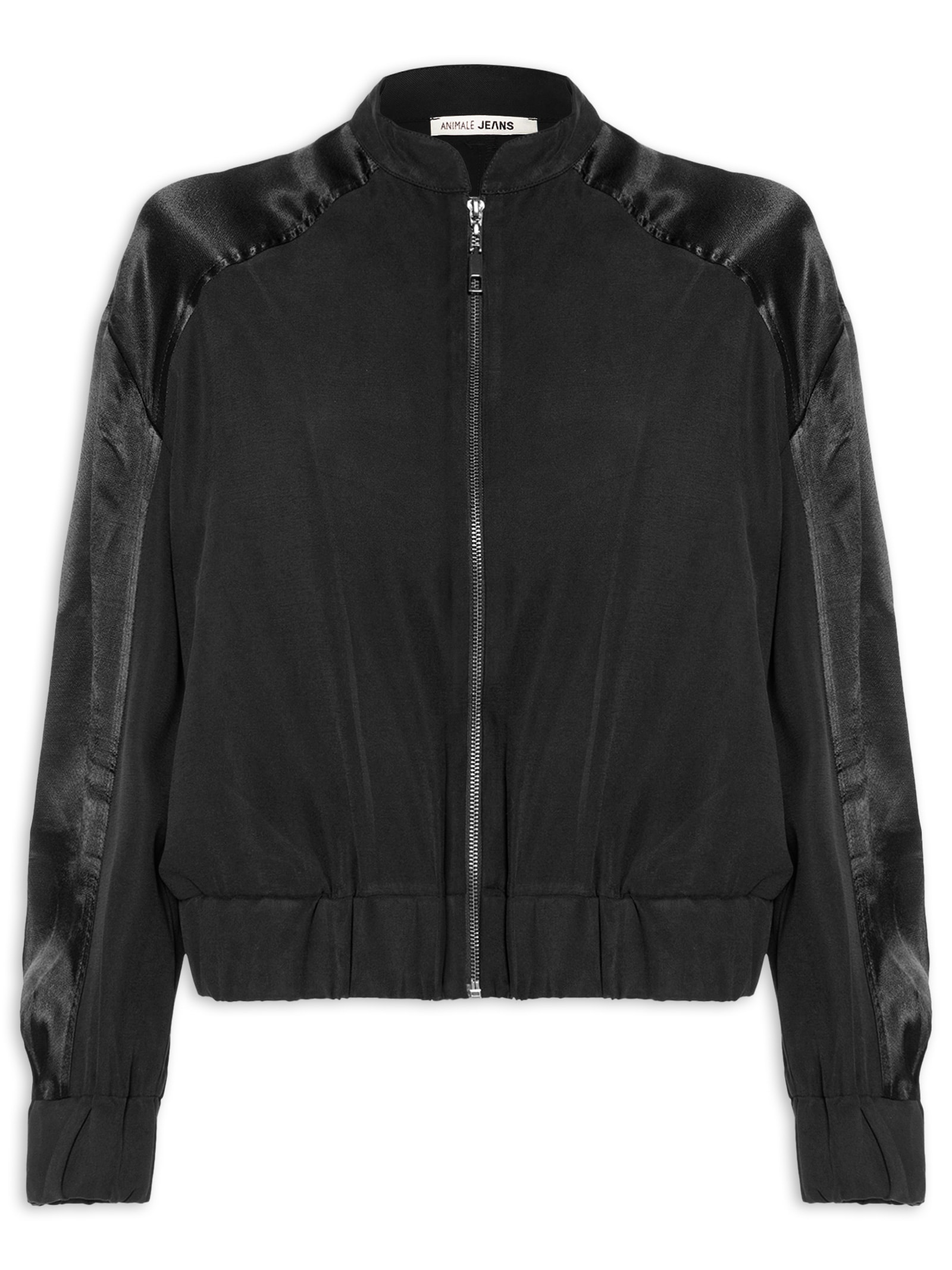 Jaqueta Feminina Bomber Mix Texture Preto Animale Jeans