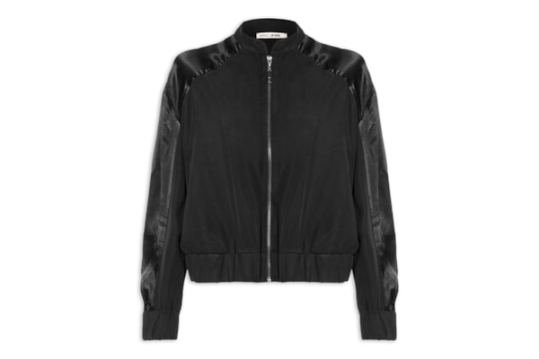 Jaqueta Feminina Bomber Mix Texture - Preto