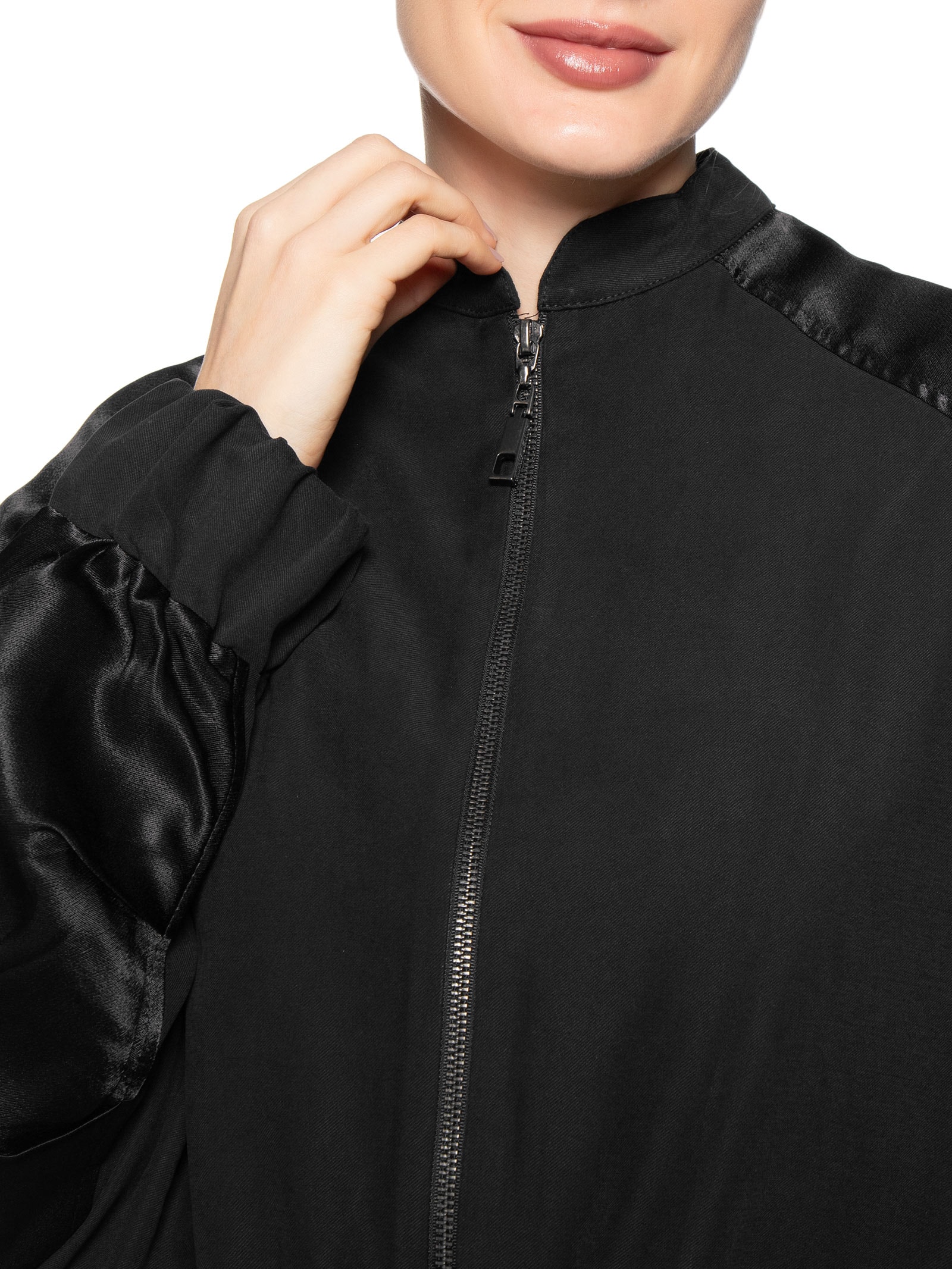 Jaqueta Feminina Bomber Mix Texture Preto Animale Jeans