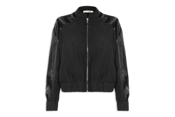 Jaqueta Feminina Bomber Mix Texture - Preto