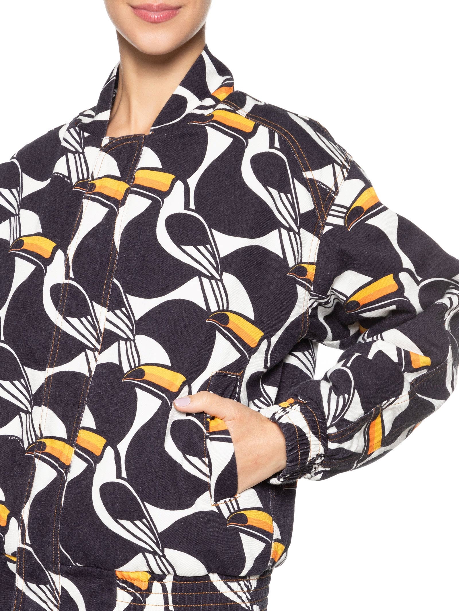 Jaqueta Feminina Bomber Sarja Copatucano Preto Farm