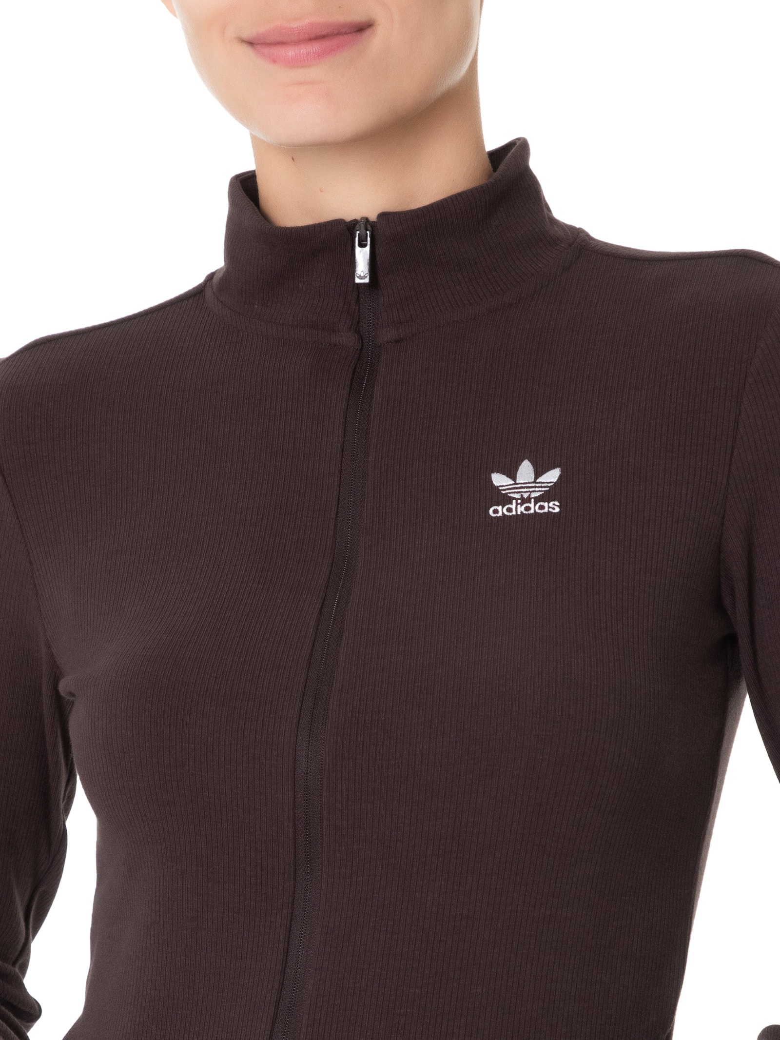 Jaqueta Feminina Canelada Zíper Essentials - Adidas Originals - Marrom