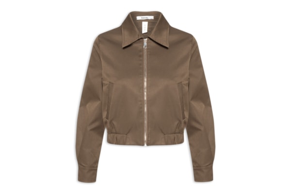 Jaqueta Feminina Com Bolso E Elástico - Marrom