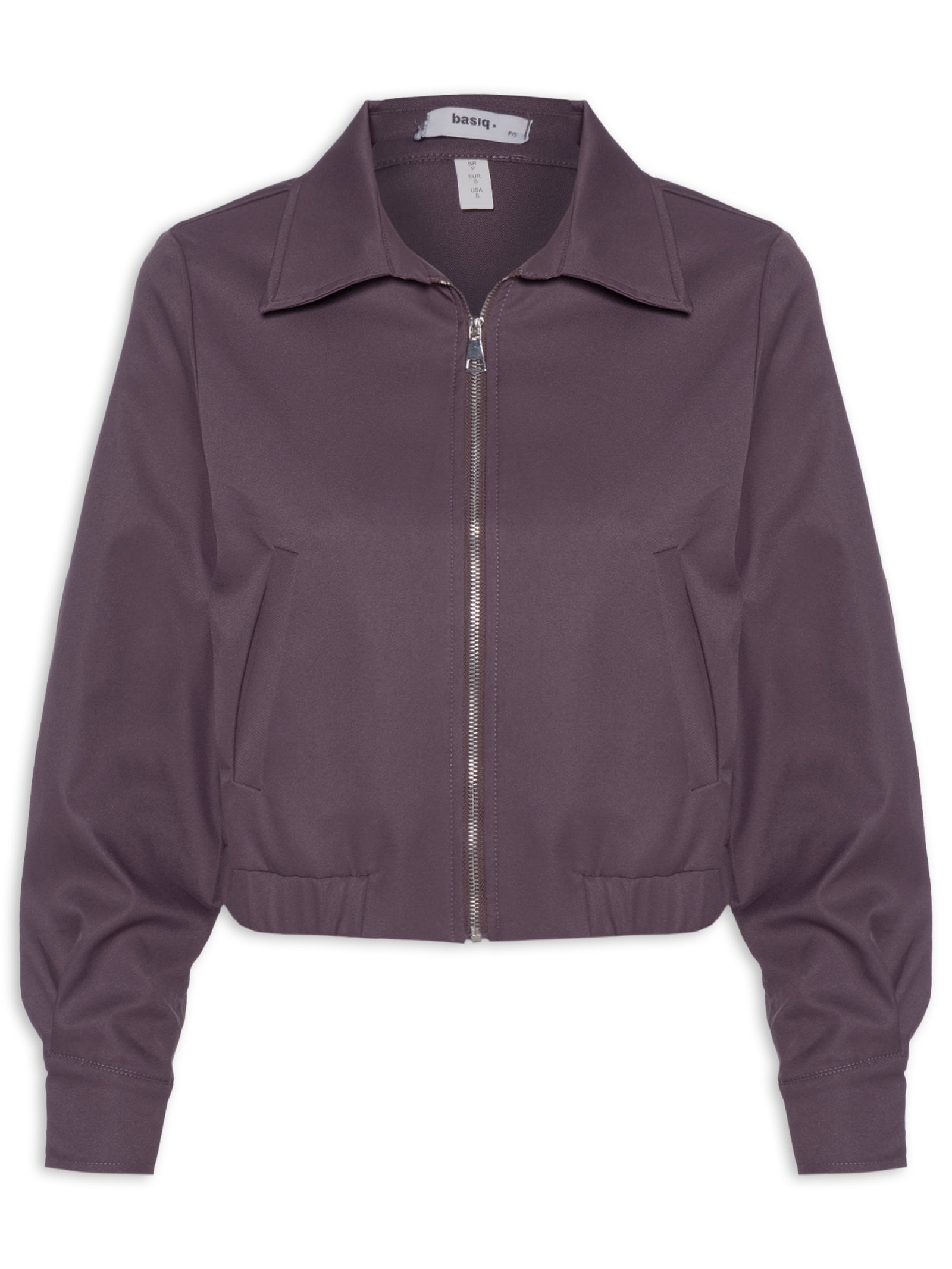 Jaqueta Feminina Com Bolso E Elástico Roxo Basiq