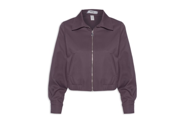 Jaqueta Feminina Com Bolso E Elástico - Roxo