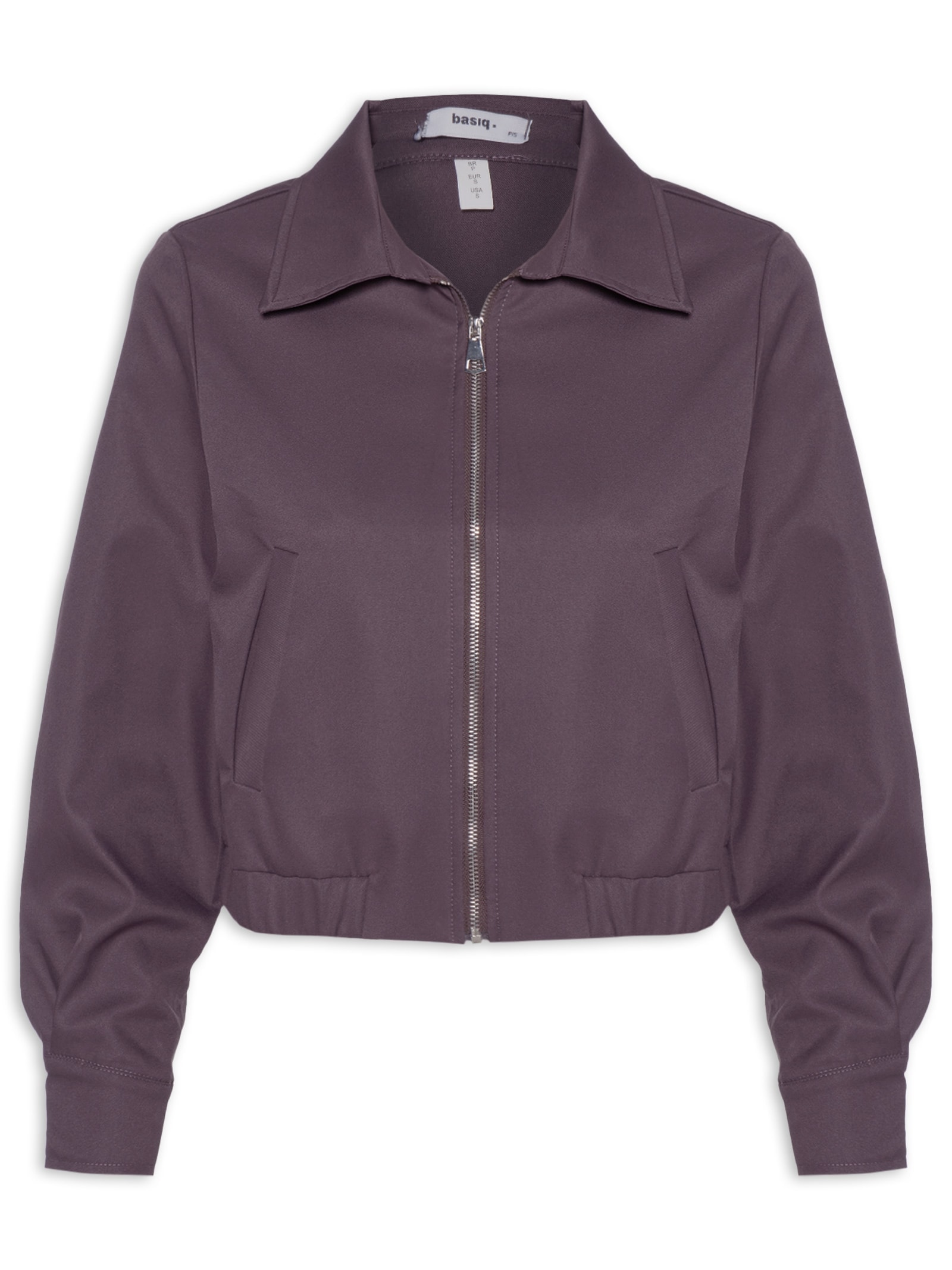 Jaqueta Feminina Com Bolso E Elástico Roxo Basiq