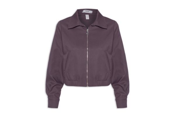 Jaqueta Feminina Com Bolso E Elástico - Roxo