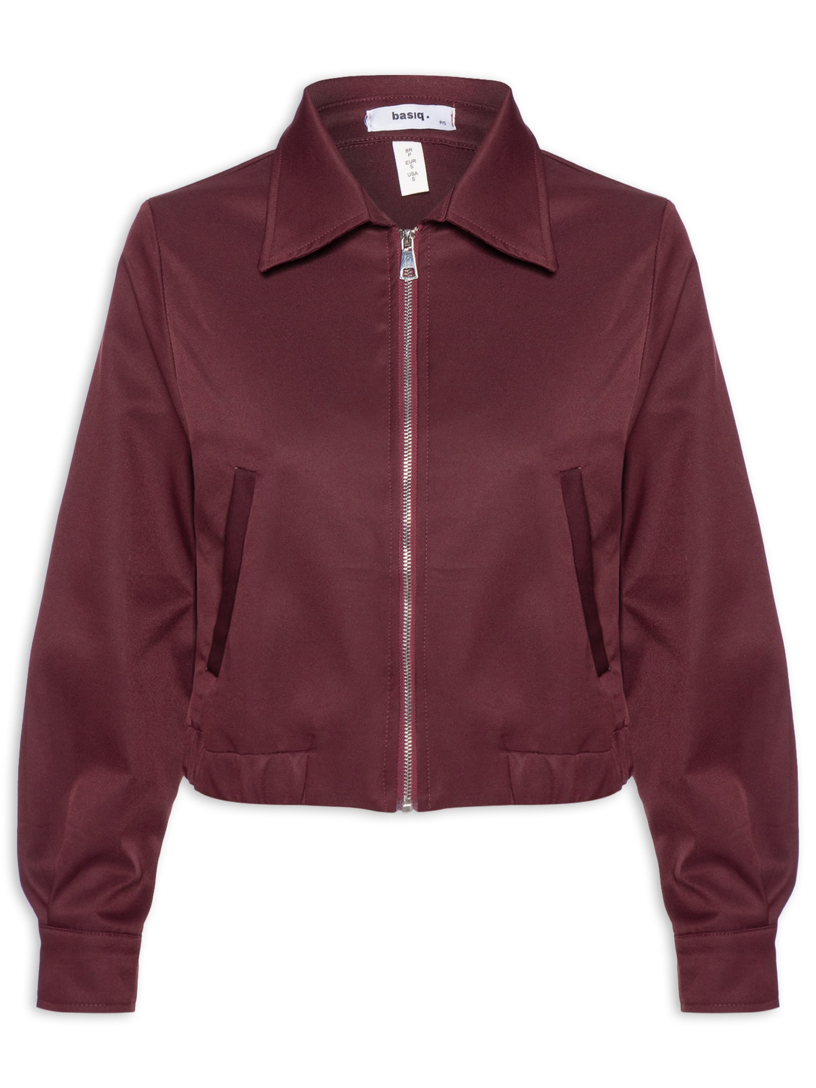 Jaqueta Feminina Com Bolso E Elástico Vermelho Basiq