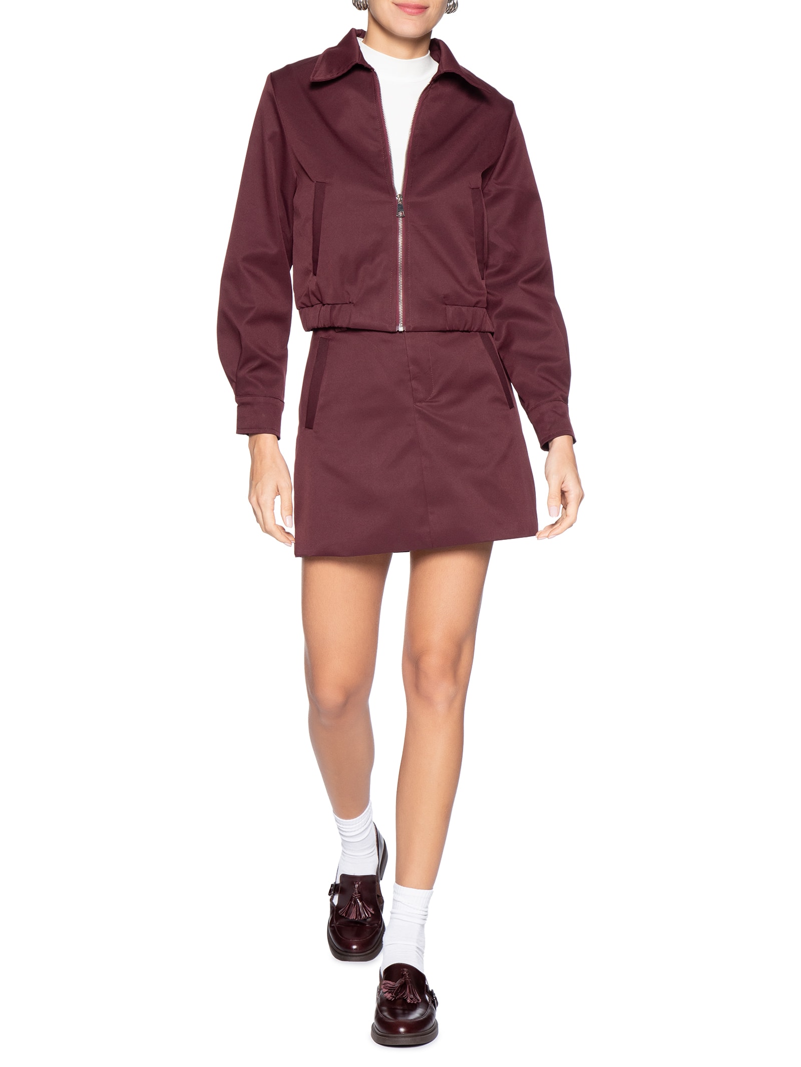 Jaqueta Feminina Com Bolso E Elástico Vermelho Basiq