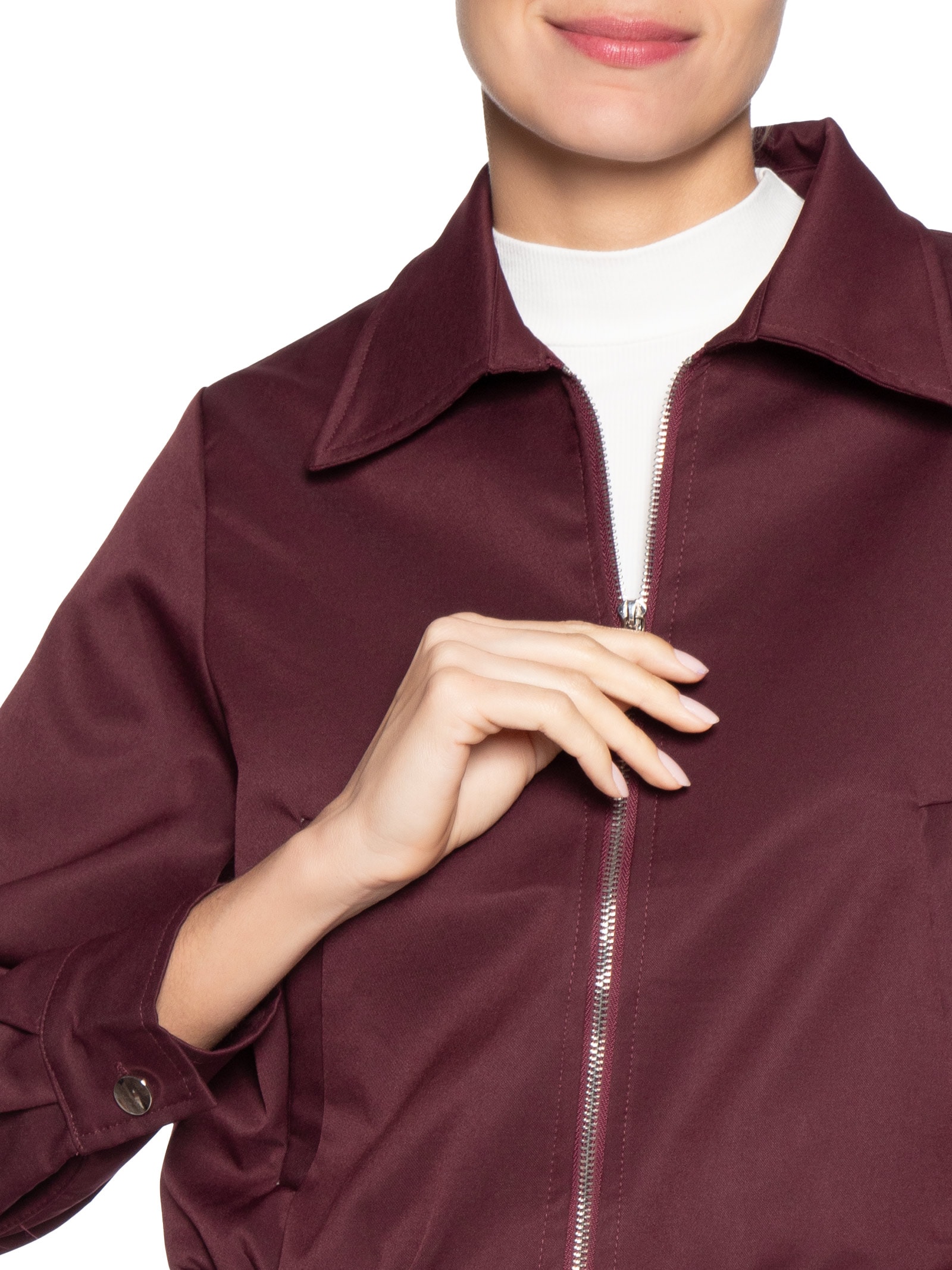 Jaqueta Feminina Com Bolso E Elástico Vermelho Basiq