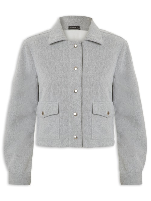 Jaqueta Feminina Com Bolsos Frontais – Cinza