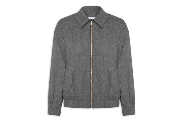 Jaqueta Feminina Com Bolsos Frontais - Cinza