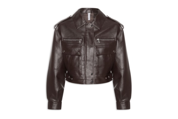 Jaqueta Feminina com Bolsos Frontais - Marrom