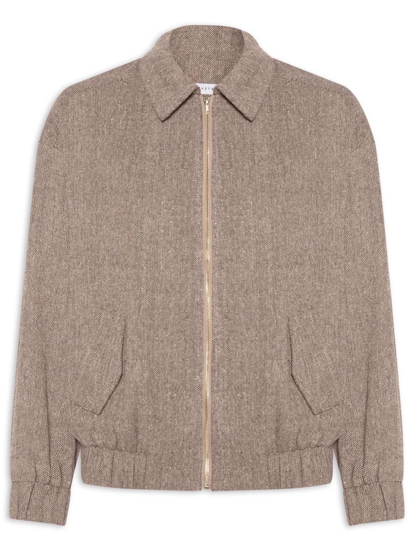 Jaqueta Feminina Com Bolsos Frontais Marrom Market 33