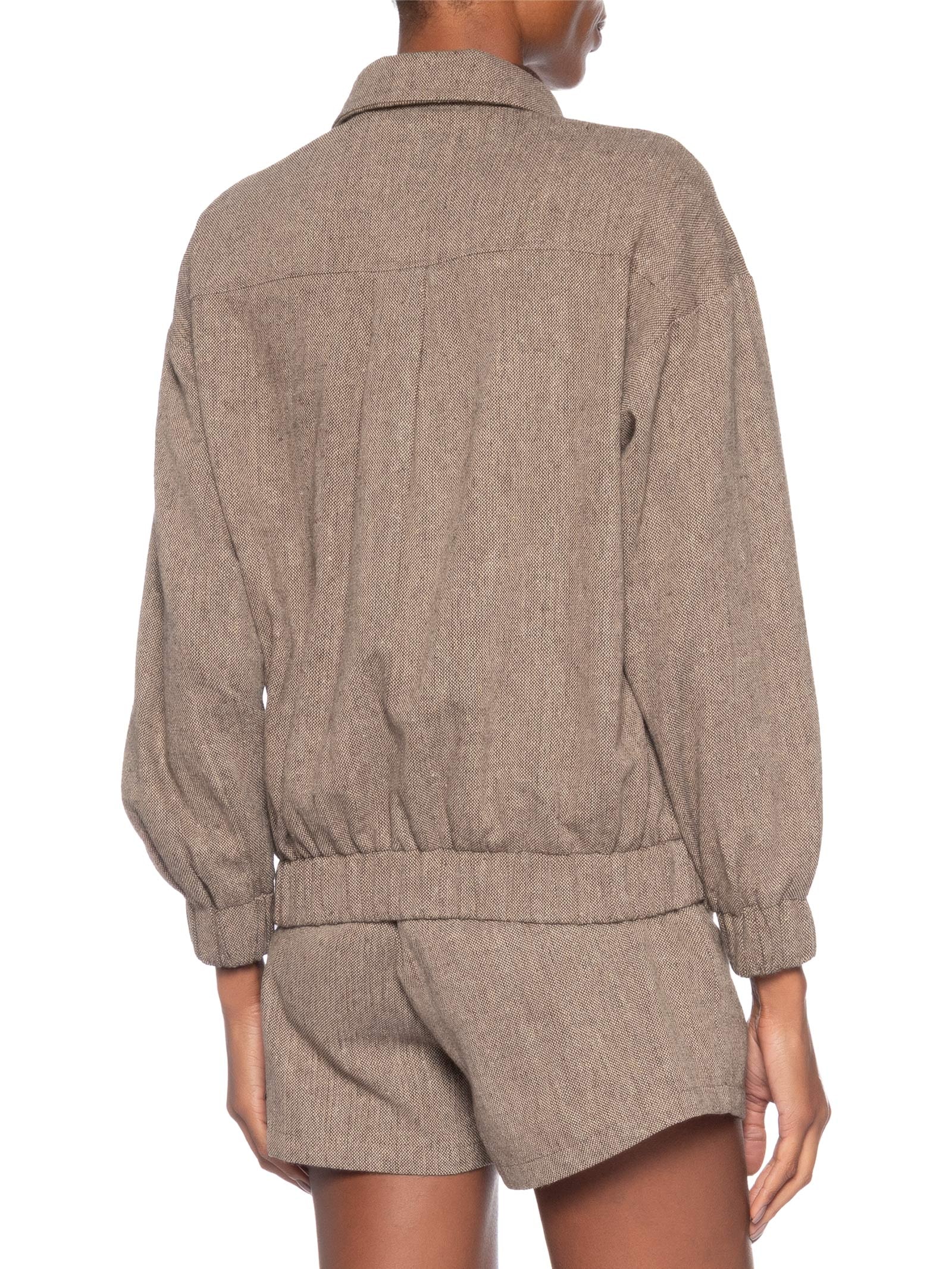 Jaqueta Feminina Com Bolsos Frontais Marrom Market 33