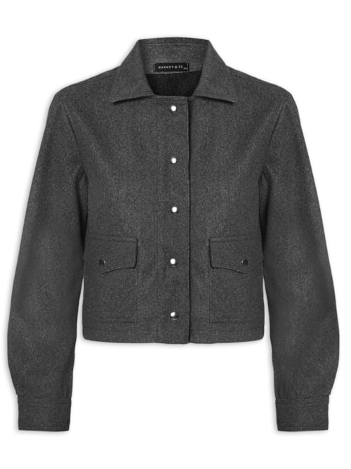 Jaqueta Feminina Com Bolsos Frontais – Preto