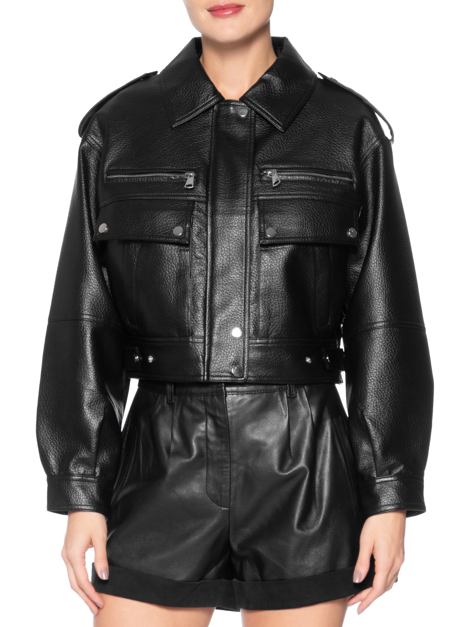 Jaqueta Feminina com Bolsos Frontais Preto Market 33