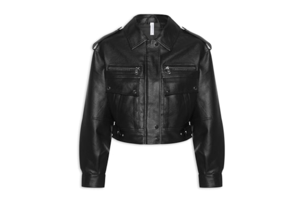 Jaqueta Feminina com Bolsos Frontais - Preto