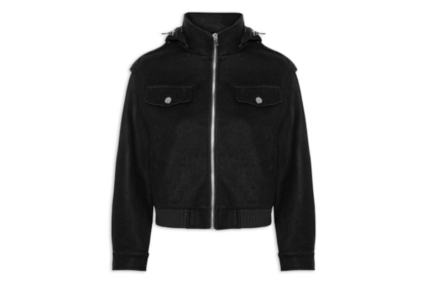 Jaqueta Feminina Com Bolsos Frontais - Preto