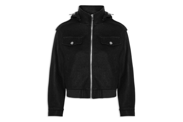Jaqueta Feminina Com Bolsos Frontais - Preto