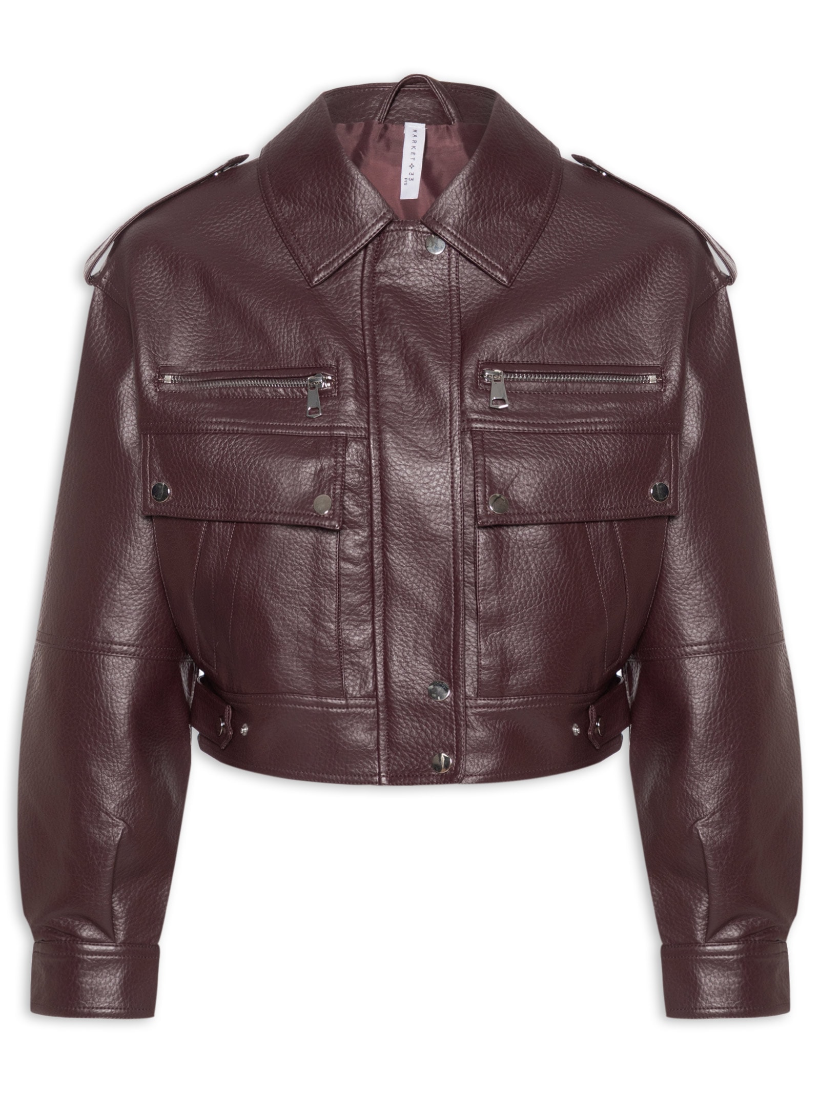 Jaqueta Feminina com Bolsos Frontais Vermelho Market 33