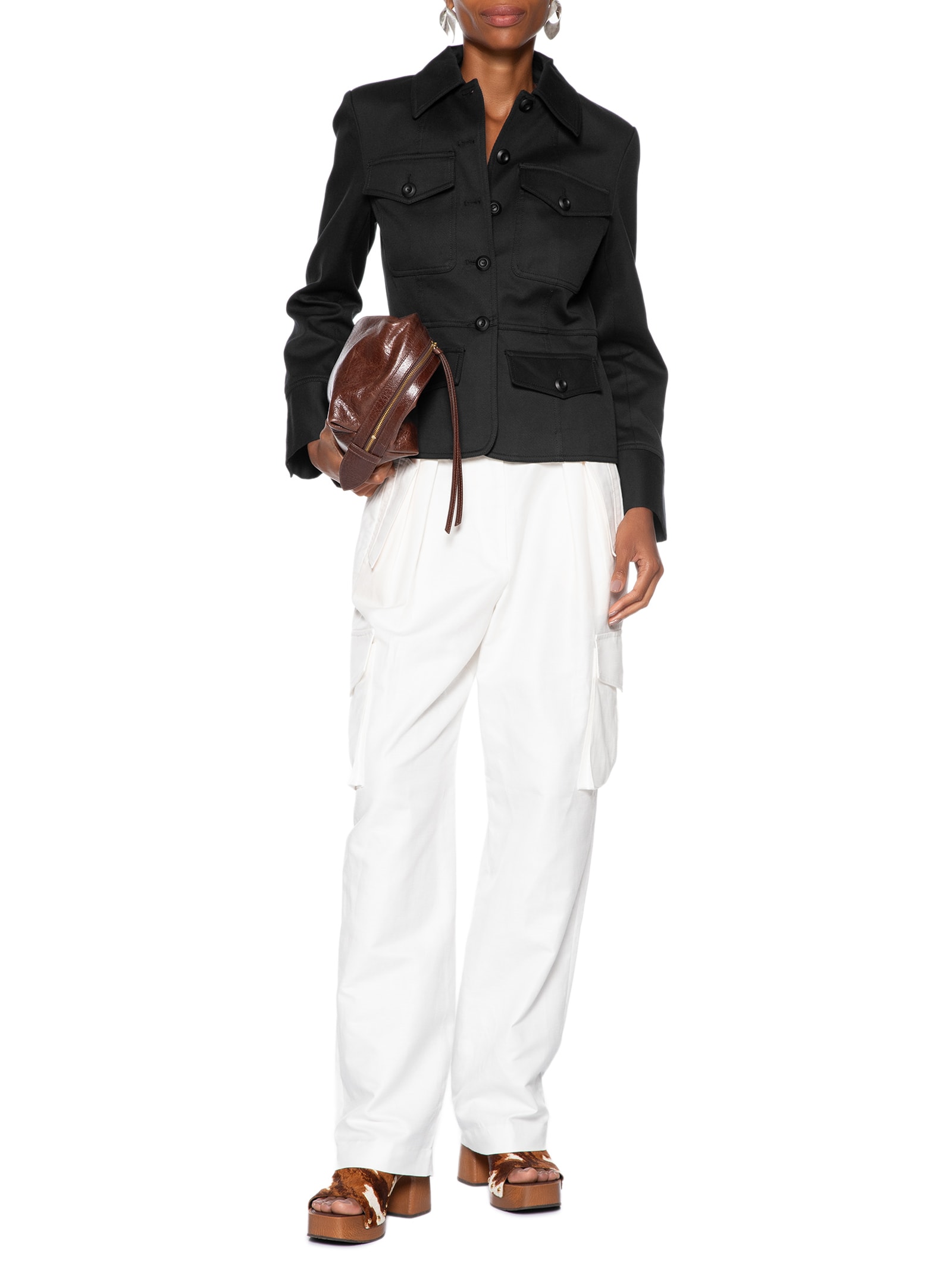 Jaqueta Feminina Com Recortes E Bolso Preto Animale