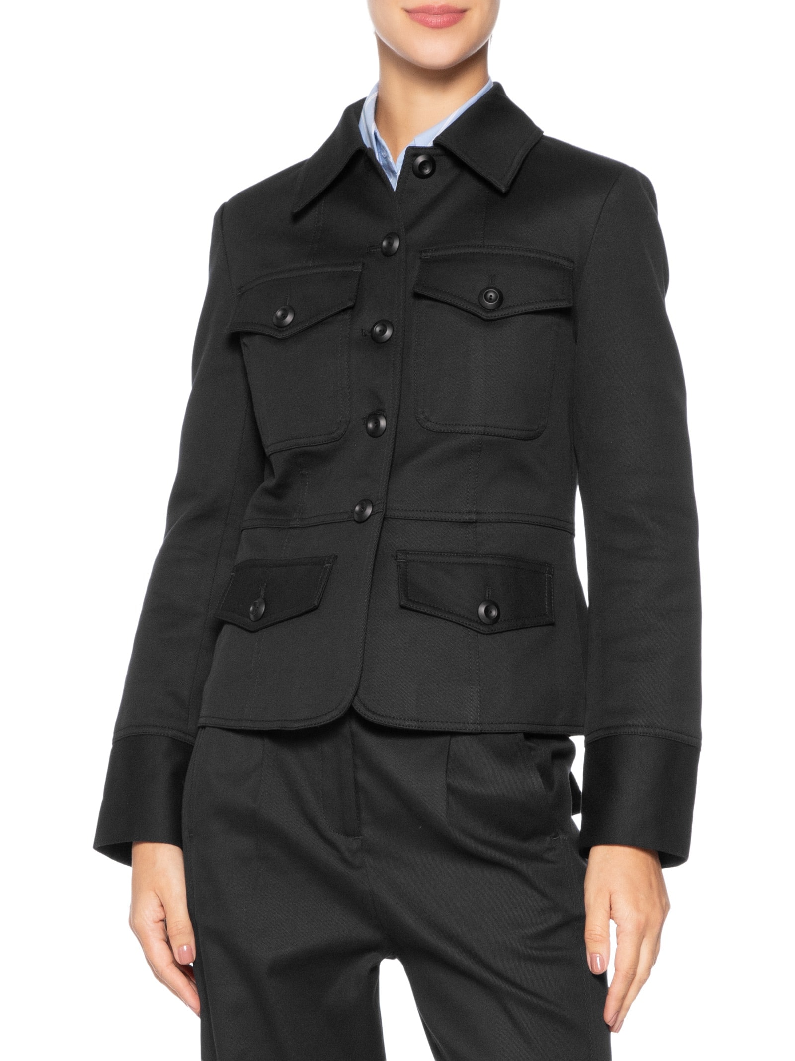 Jaqueta Feminina Com Recortes E Bolso Preto Animale