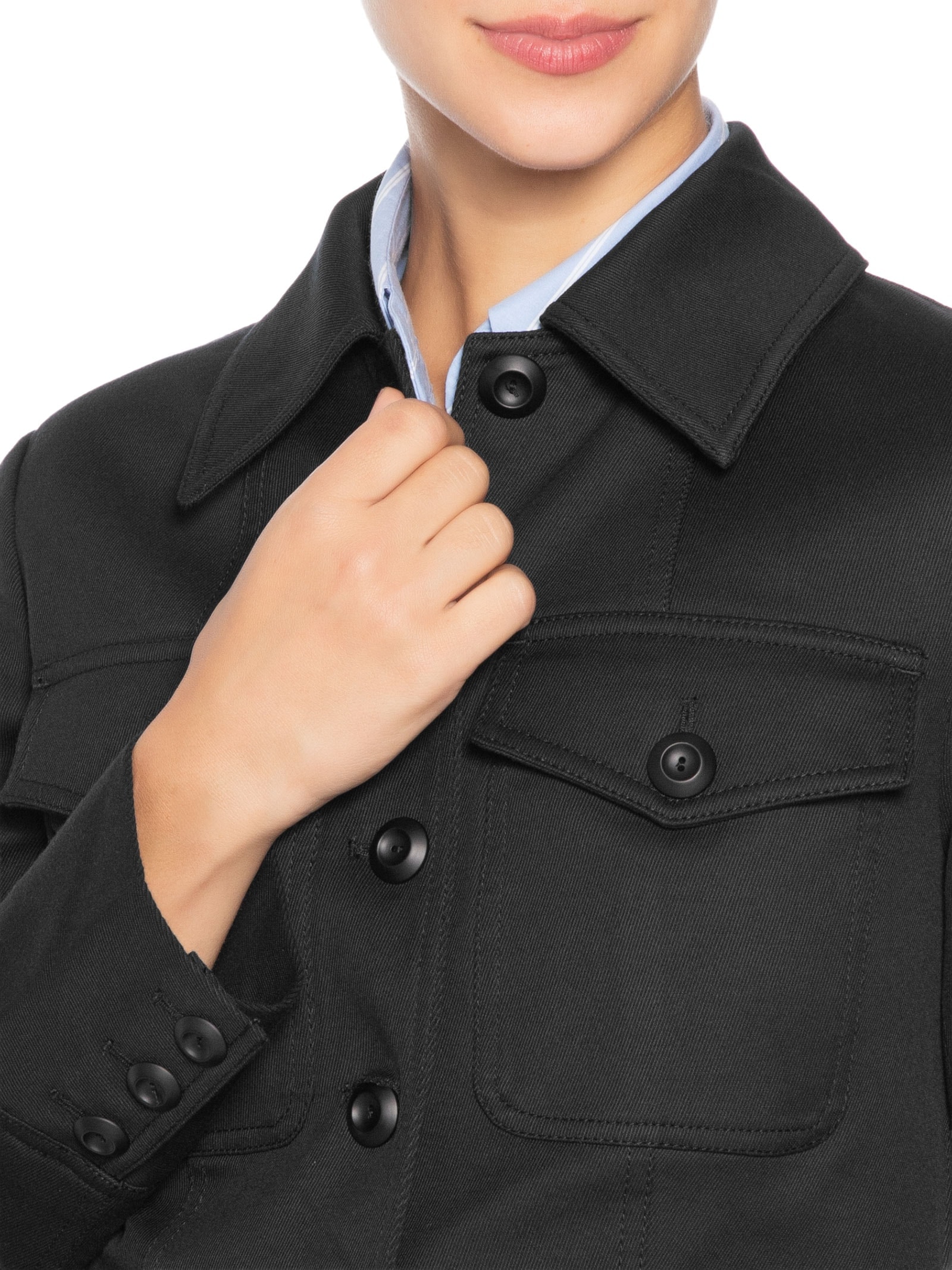 Jaqueta Feminina Com Recortes E Bolso Preto Animale