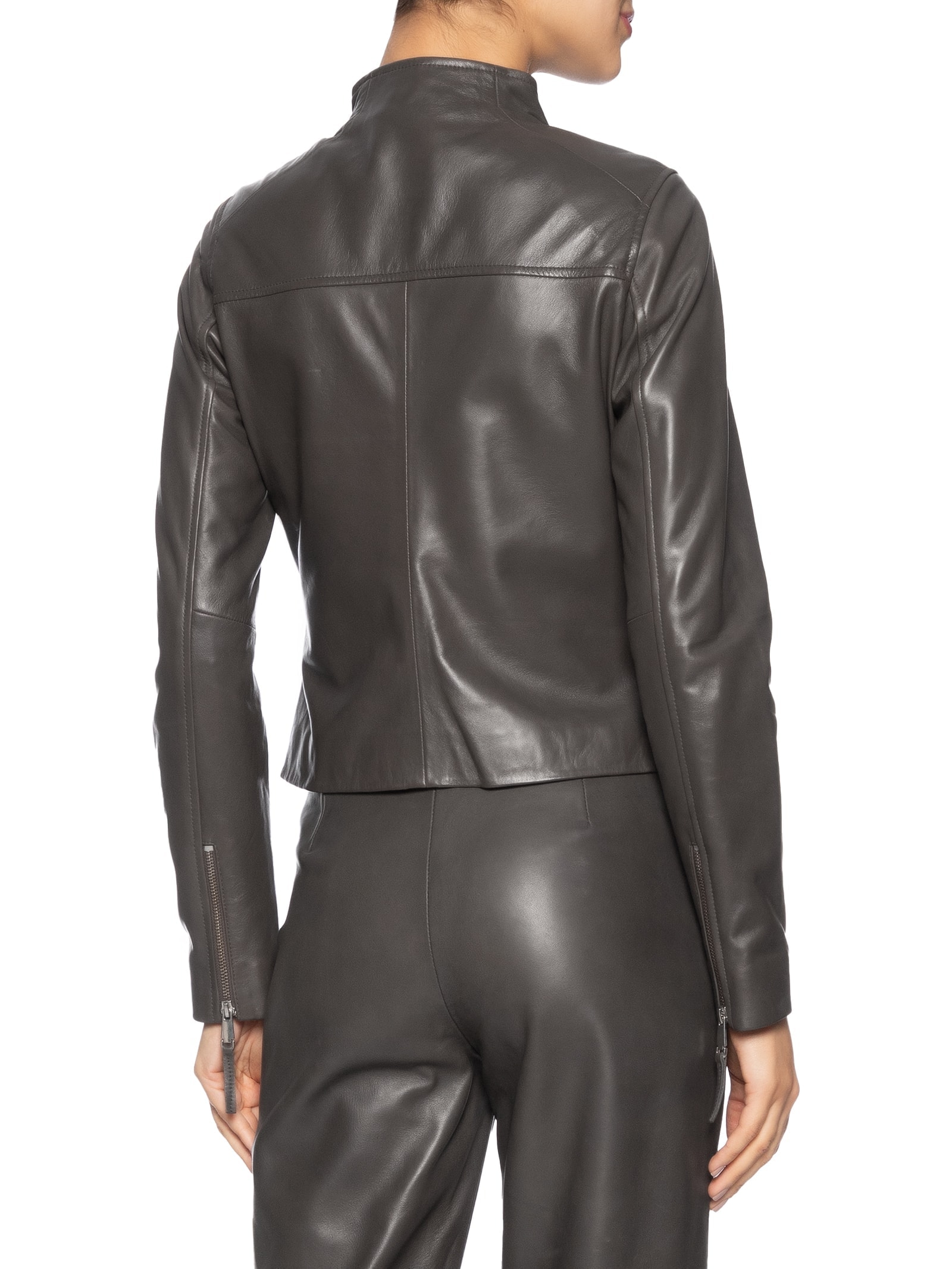 Jaqueta Feminina Couro Com Zíper Cinza '2Essential