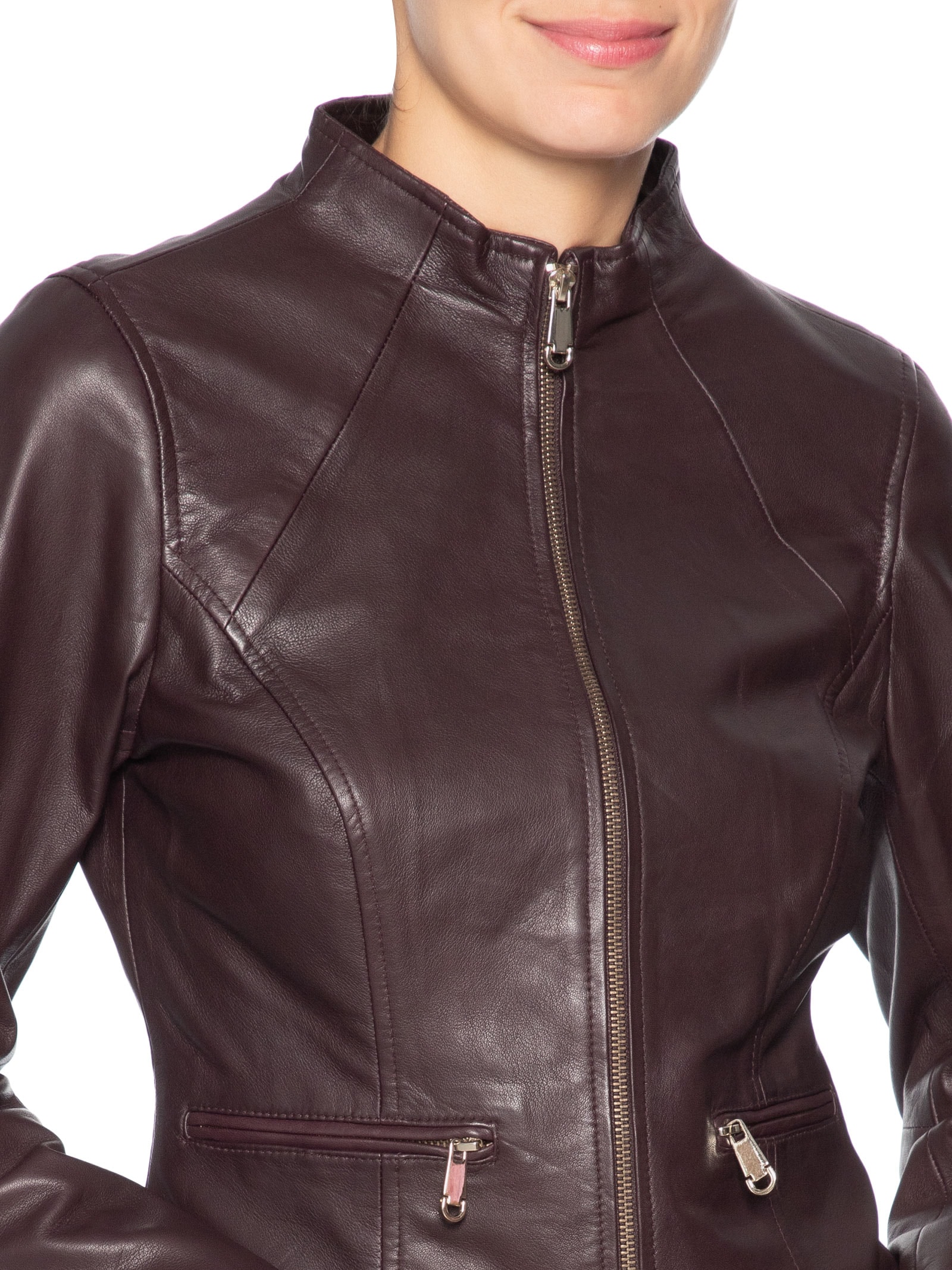 Jaqueta Feminina Couro Com Zíper Vermelho '2Essential