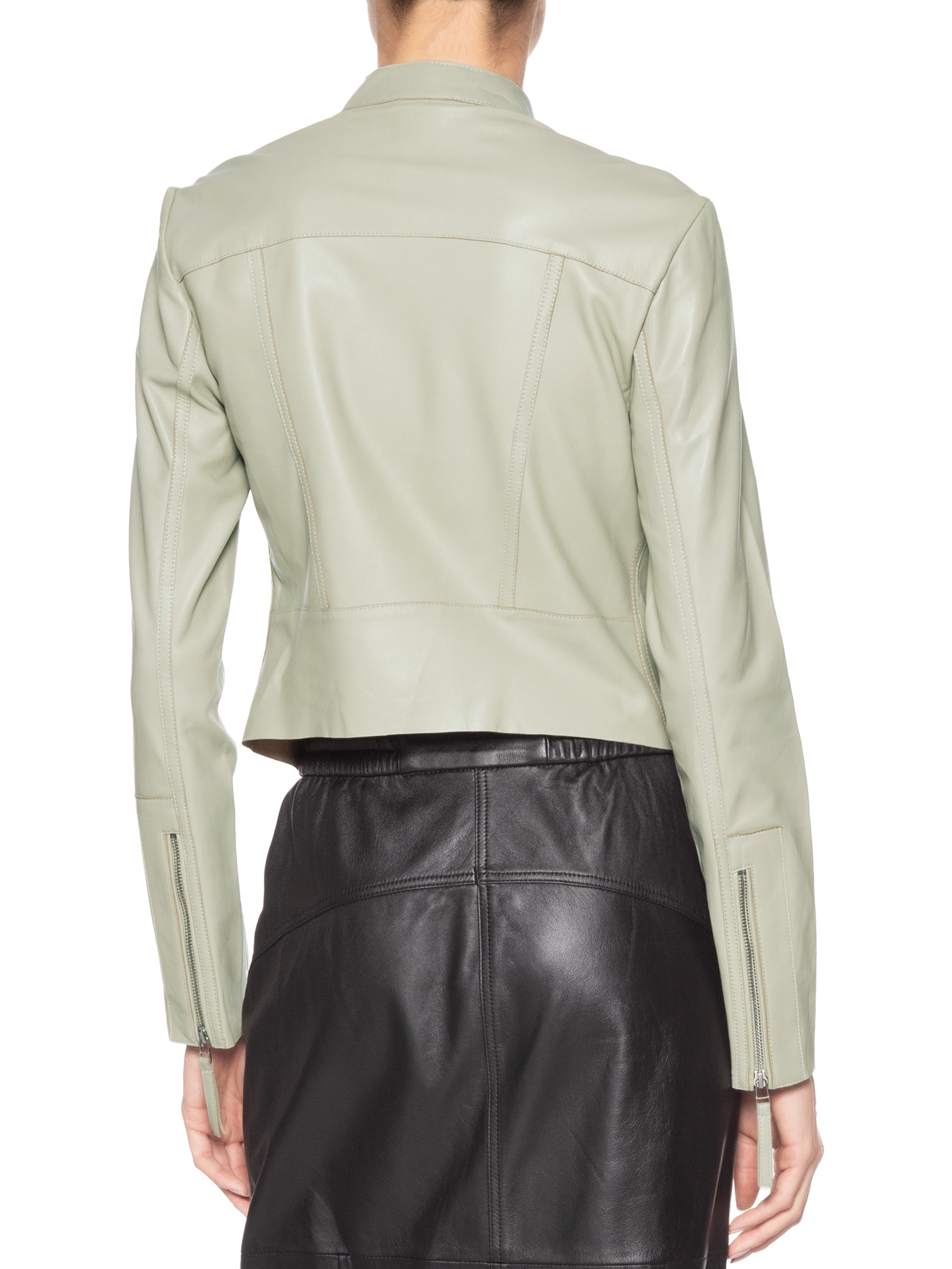 Jaqueta Feminina Couro Motor Clássica Cinza Animale