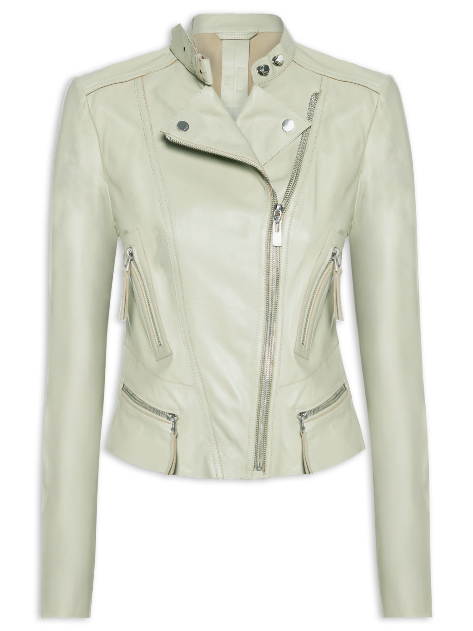 Jaqueta Feminina Couro Motor Clássica Cinza Animale