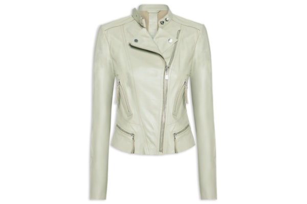 Jaqueta Feminina Couro Motor Clássica - Cinza