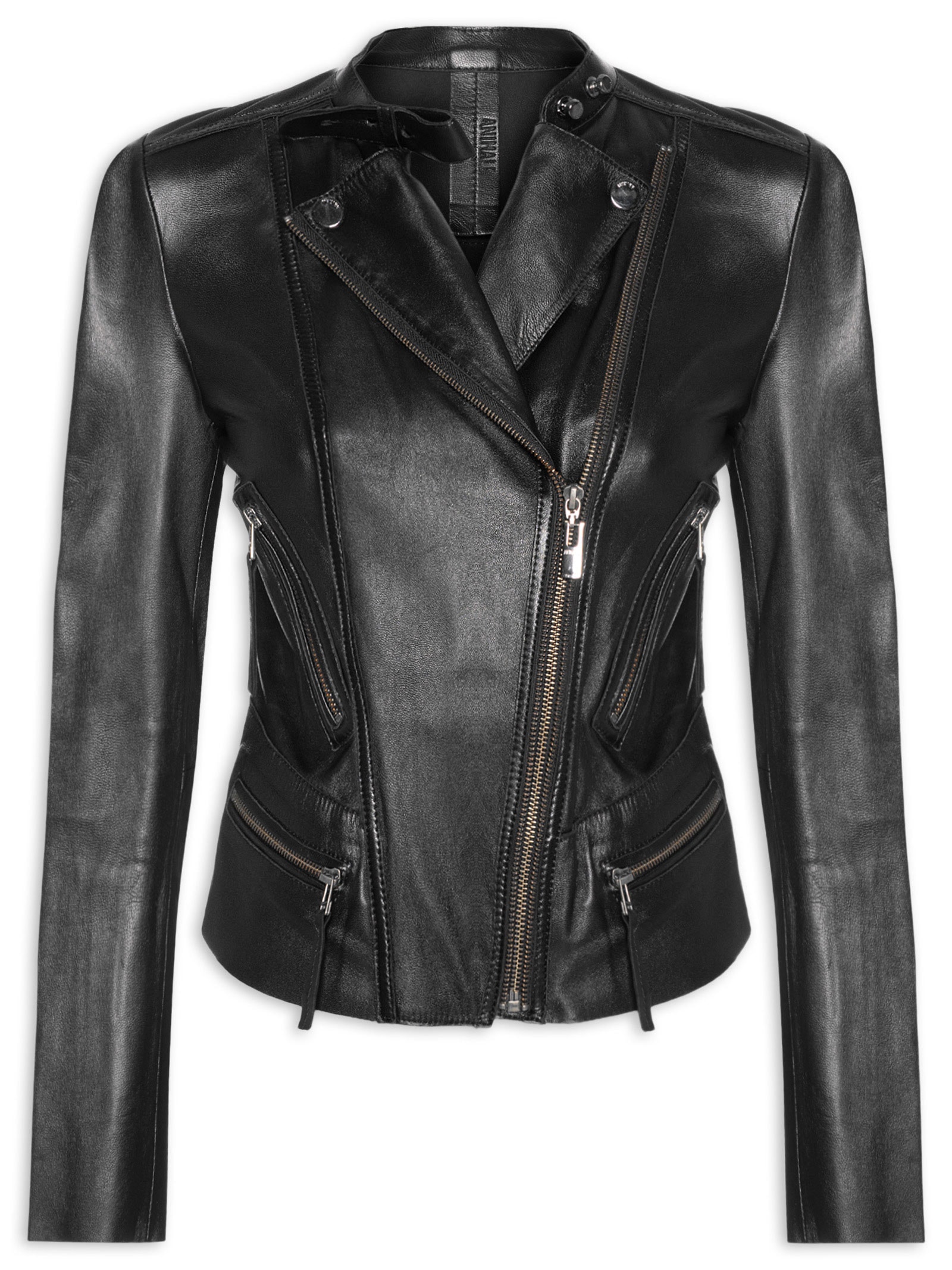 Jaqueta Feminina Couro Motor Clássica Preto Animale